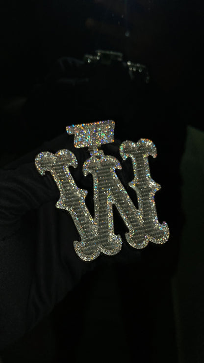 Emerald cut VVS1 Moissanite Layered Letter "W" Pendant, Iced out Chunky Pendant, Custom Letter, 925 Sterling Silver/10k, Hip Hop Pendant