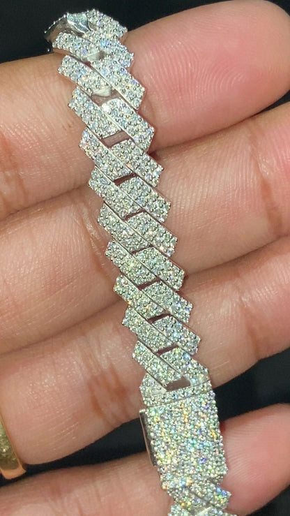 Miami Cuban Link Bracelet, Men/Women Bracelet, Moissanite Cuban Bracelet, Available in 925 Sterling Silver/10k Solid Gold, Pass Diamond Test