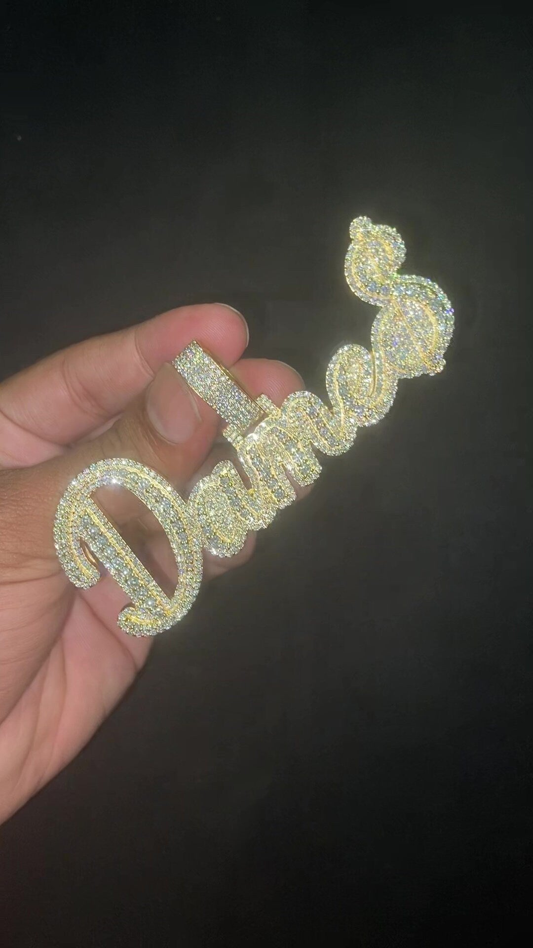 Real Moissanite Diamonds Men Layered Name Pendant, Custom Name, Alphabet, Letter, Cuban Chain, Real Solid 925 Silver, 14k Yellow Gold Plated