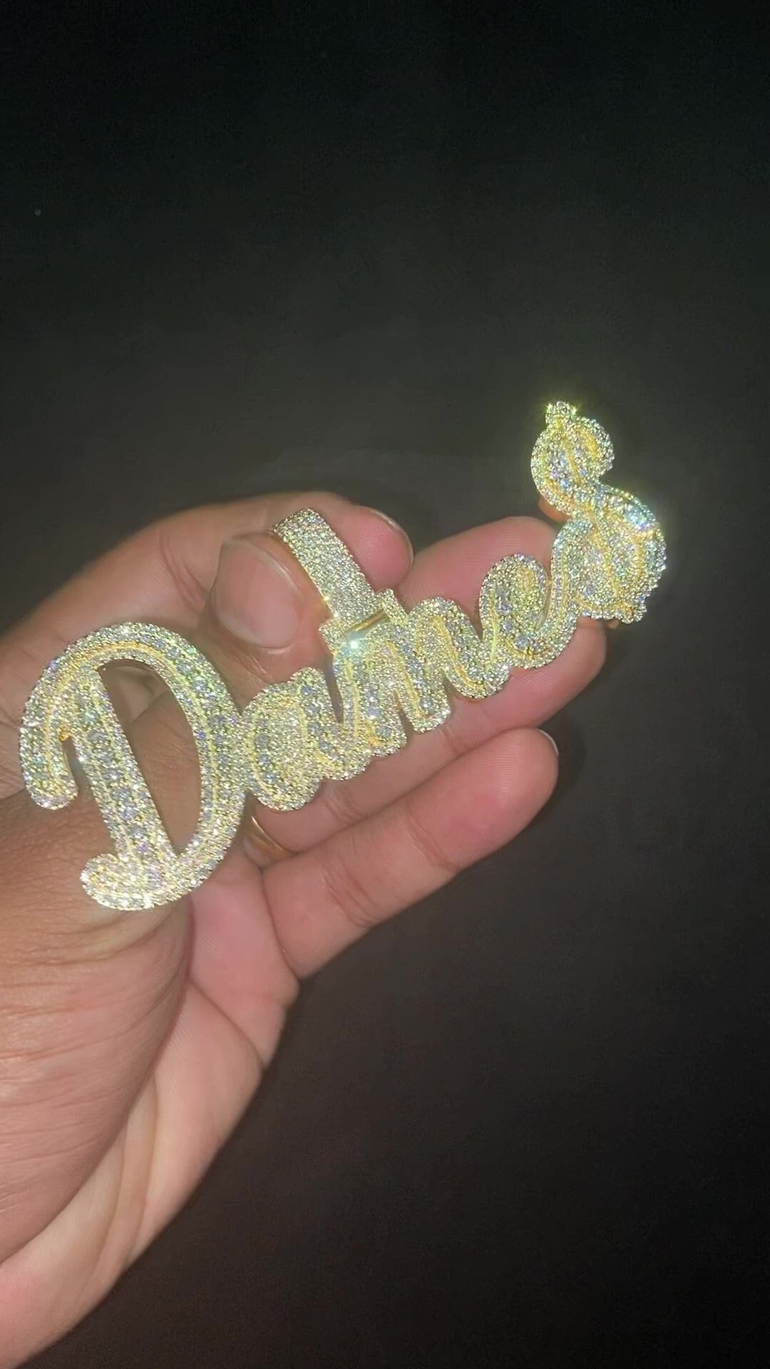 Real Moissanite Diamonds Men Layered Name Pendant, Custom Name, Alphabet, Letter, Cuban Chain, Real Solid 925 Silver, 14k Yellow Gold Plated