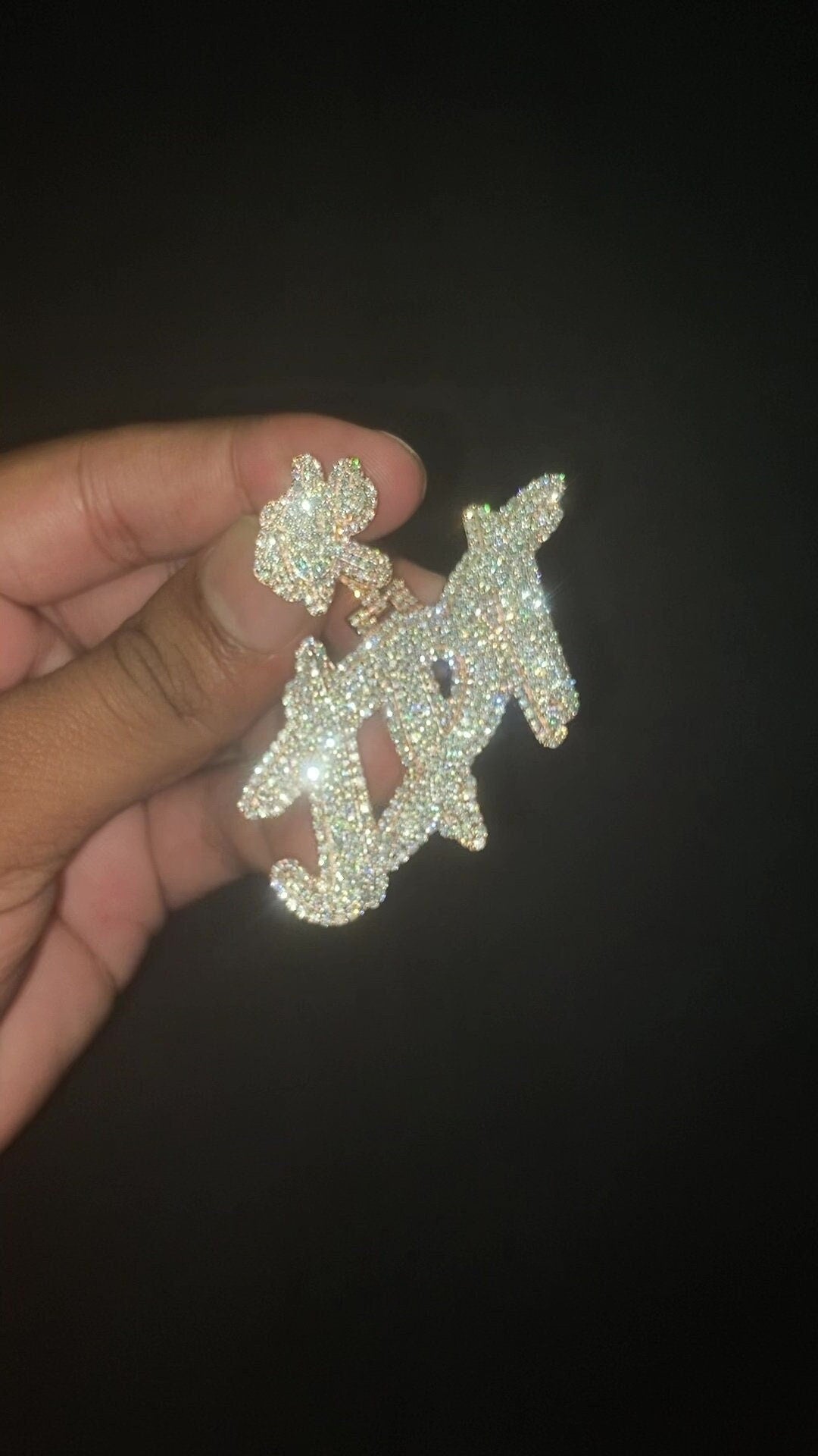 Moissanite Diamonds Men Layered Name Pendant, Custom Letters, Solid back, Rhodium Plated 925 Sterling Silver, Pass diamond tester