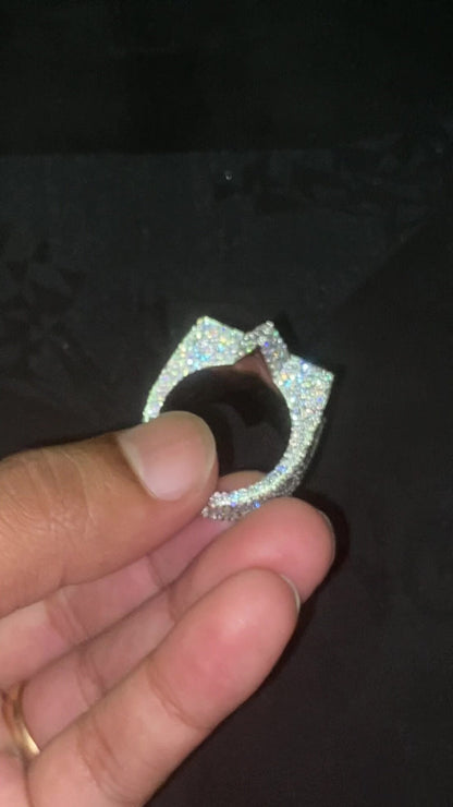 Full Iced Star Shape VVS Moissanite Ring, Hip Hop Bust down Bling Ring, 925 Silver Champion Ring For Men, Pass diamond test