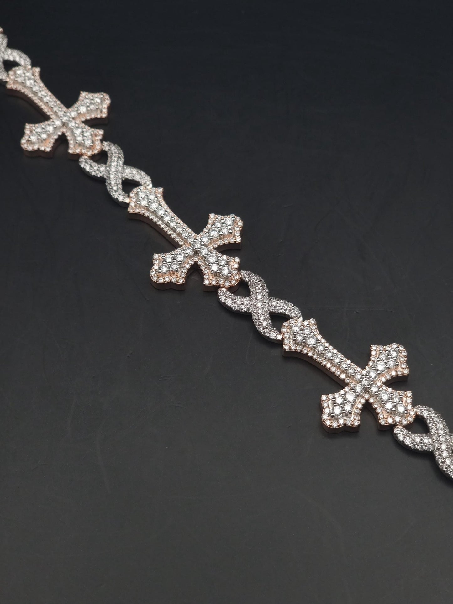 VVS1 Diamond Cross Link Bracelet, VVS1 Quality Moissanite Diamond, Pass Diamond Tester, Heavy Quality 925 Sterling Silver, 7-9"
