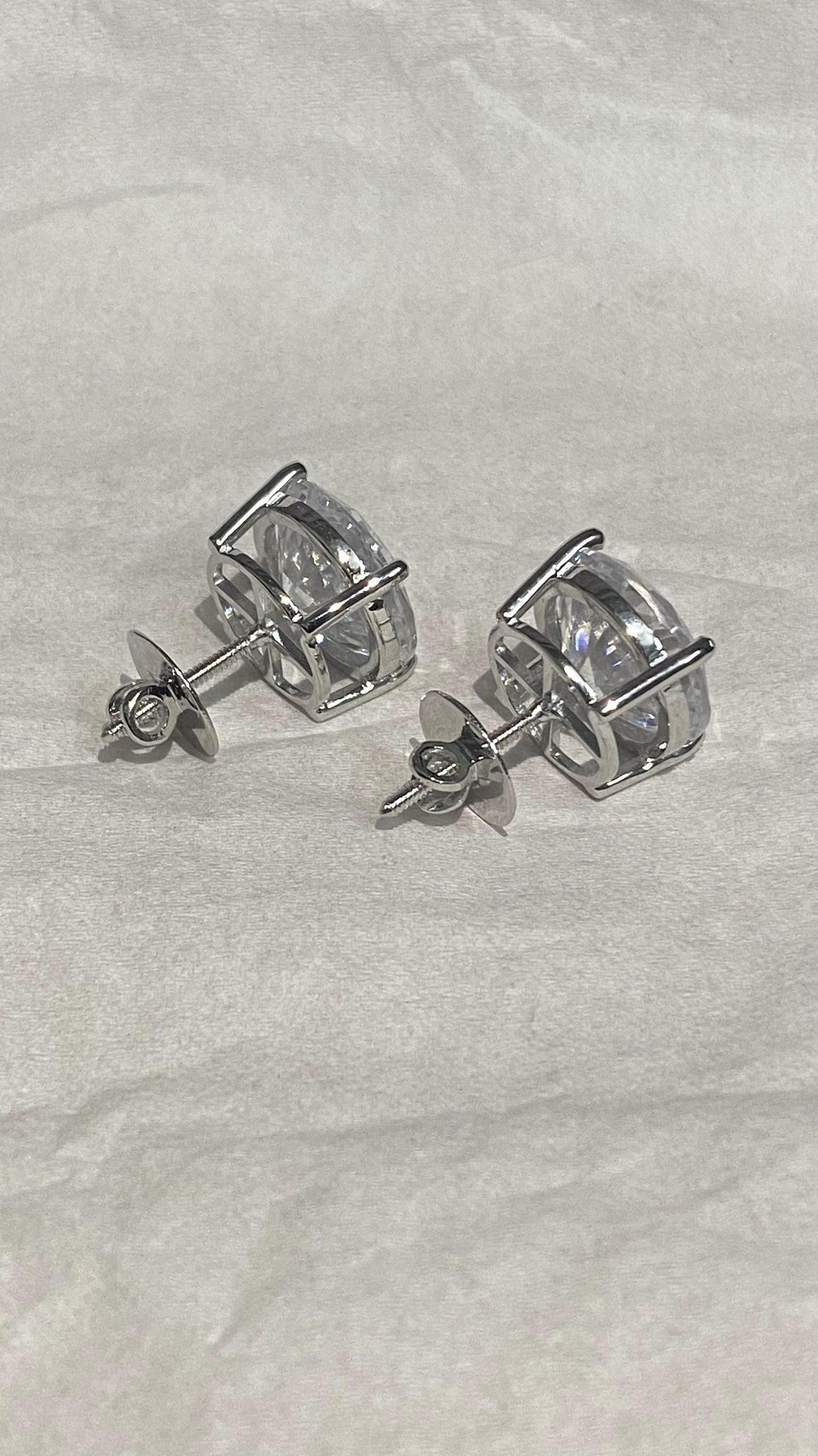 15mm Jumbo Moissanite Stud Earrings, D Color VVS1 Round Cut, 24 Carat Total Weight, 925 Sterling Silver or Solid 10K Gold