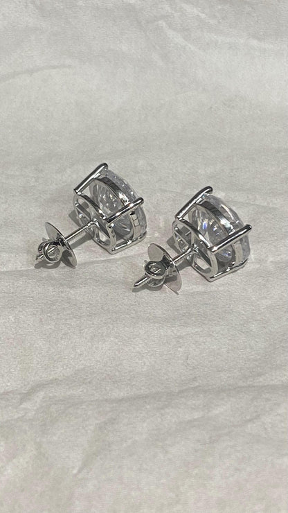 15mm Jumbo Moissanite Stud Earrings, D Color VVS1 Round Cut, 24 Carat Total Weight, 925 Sterling Silver or Solid 10K Gold