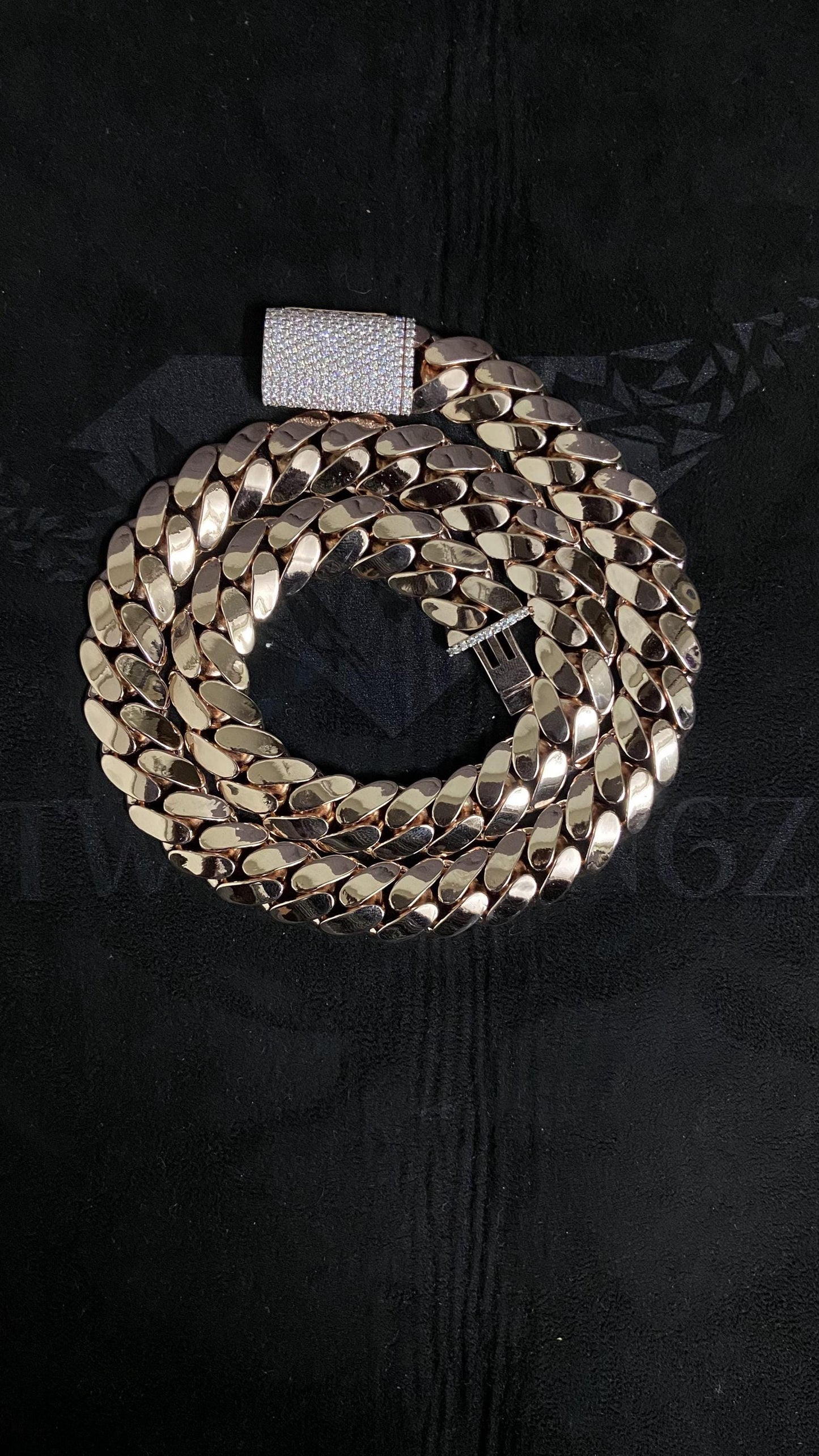 15mm Miami Cuban Link Chain, Iced Lock Box, Men/Women Chain, Cuban Necklace, Available in 925 Sterling Silver/10k Solid Gold