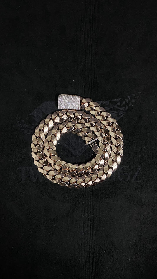 15mm Miami Cuban Link Chain, Iced Lock Box, Men/Women Chain, Cuban Necklace, Available in 925 Sterling Silver/10k Solid Gold