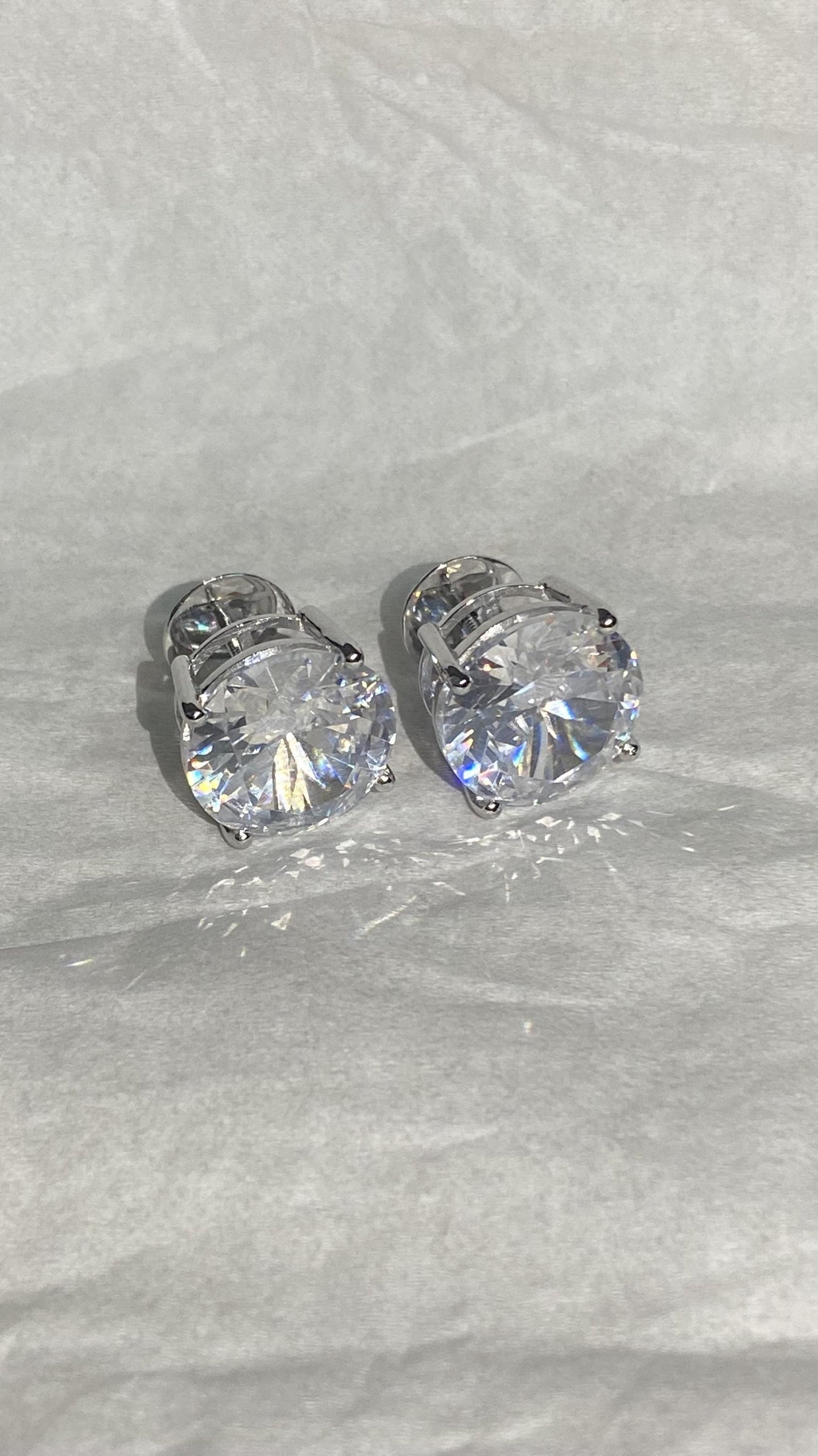 15mm Jumbo Moissanite Stud Earrings, D Color VVS1 Round Cut, 24 Carat Total Weight, 925 Sterling Silver or Solid 10K Gold