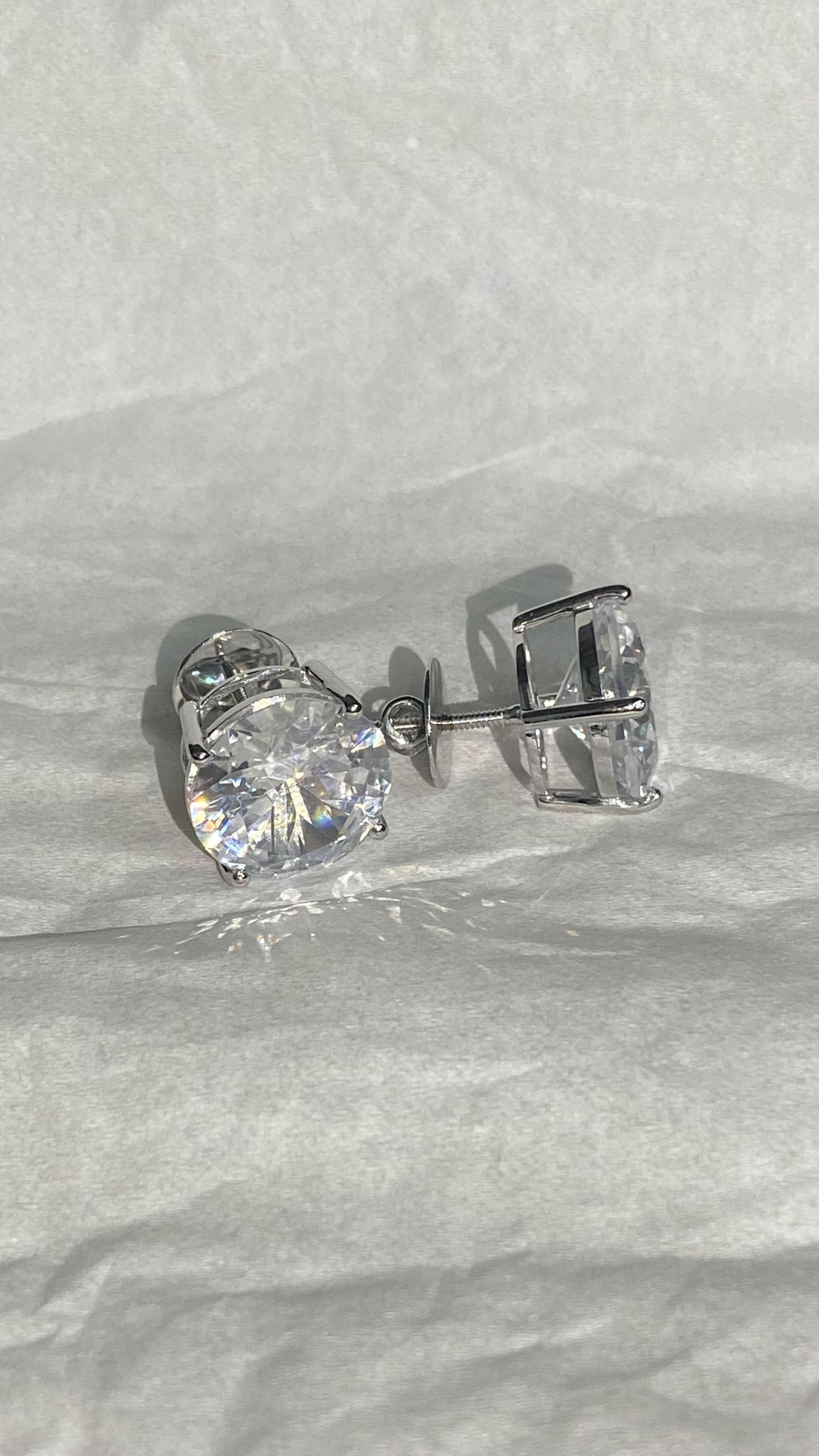 15mm Jumbo Moissanite Stud Earrings, D Color VVS1 Round Cut, 24 Carat Total Weight, 925 Sterling Silver or Solid 10K Gold