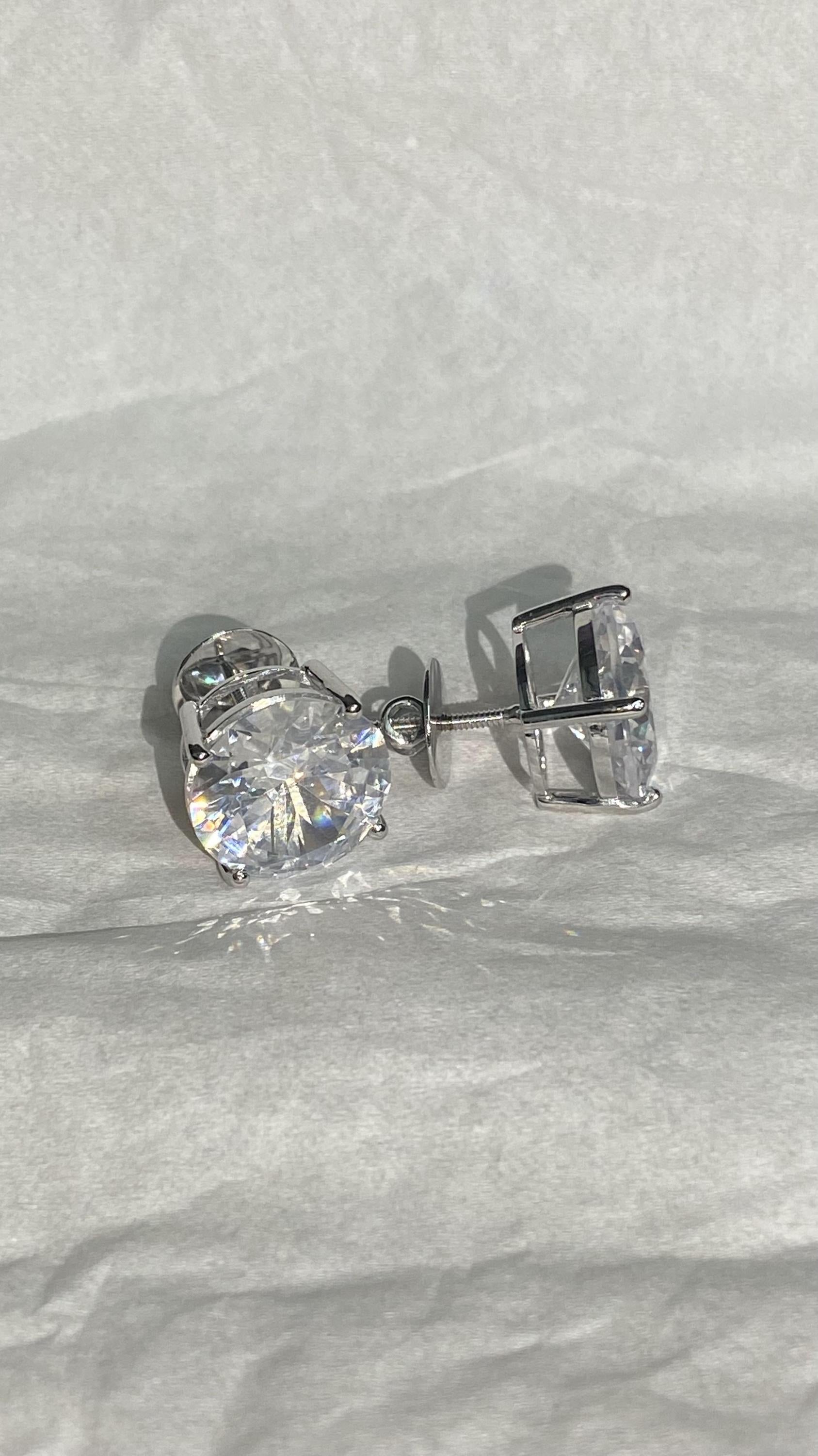 15mm Jumbo Moissanite Stud Earrings, D Color VVS1 Round Cut, 24 Carat Total Weight, 925 Sterling Silver or Solid 10K Gold