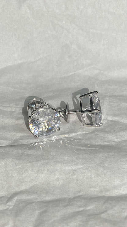 15mm Jumbo Moissanite Stud Earrings, D Color VVS1 Round Cut, 24 Carat Total Weight, 925 Sterling Silver or Solid 10K Gold