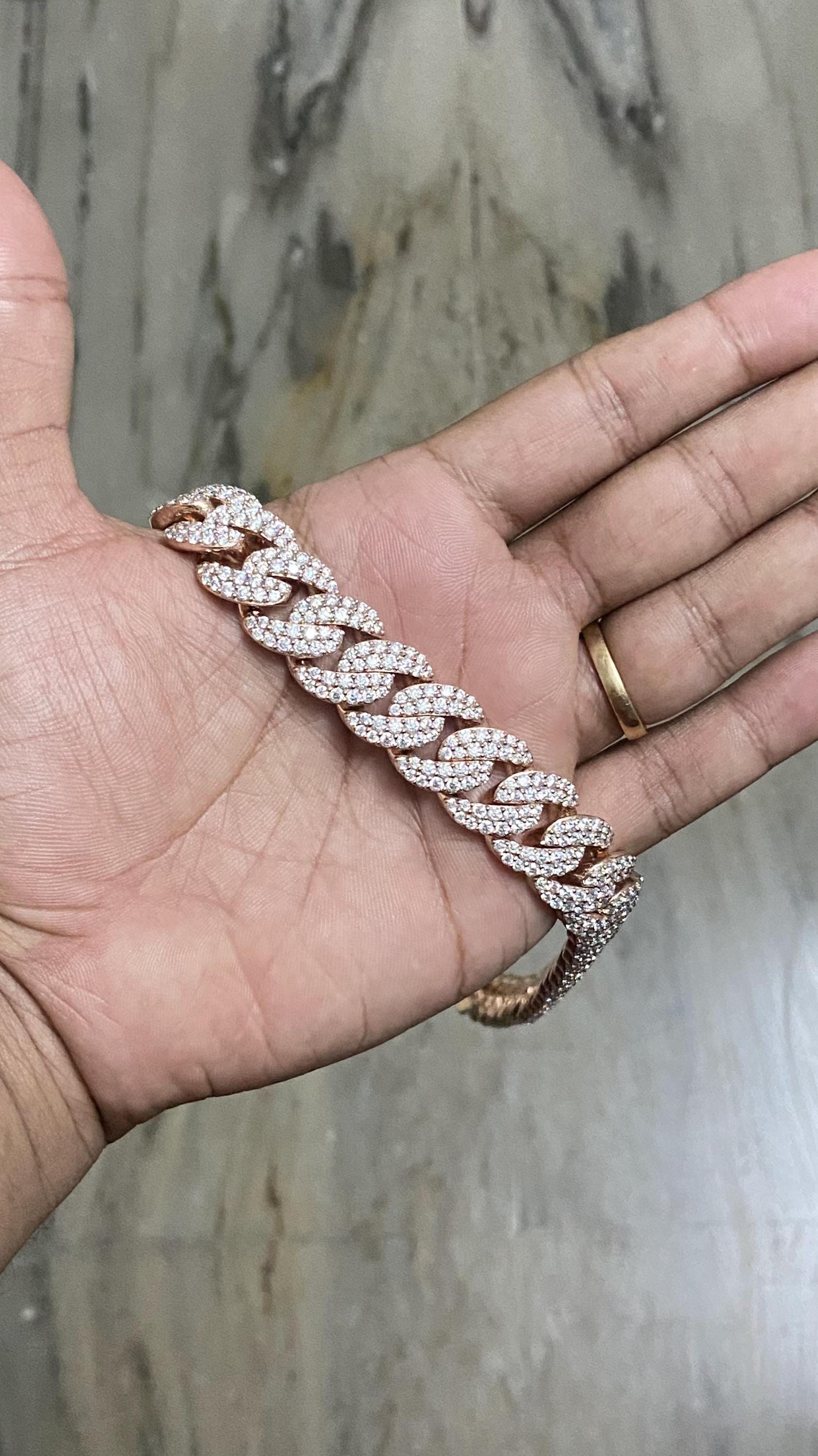 Iced Out 16mm Miami Cuban Chain, VVS1 Quality Round-Cut Moissanite Diamonds, Passes Diamond Tester, Rhodium-Plated 925 Sterling Silver