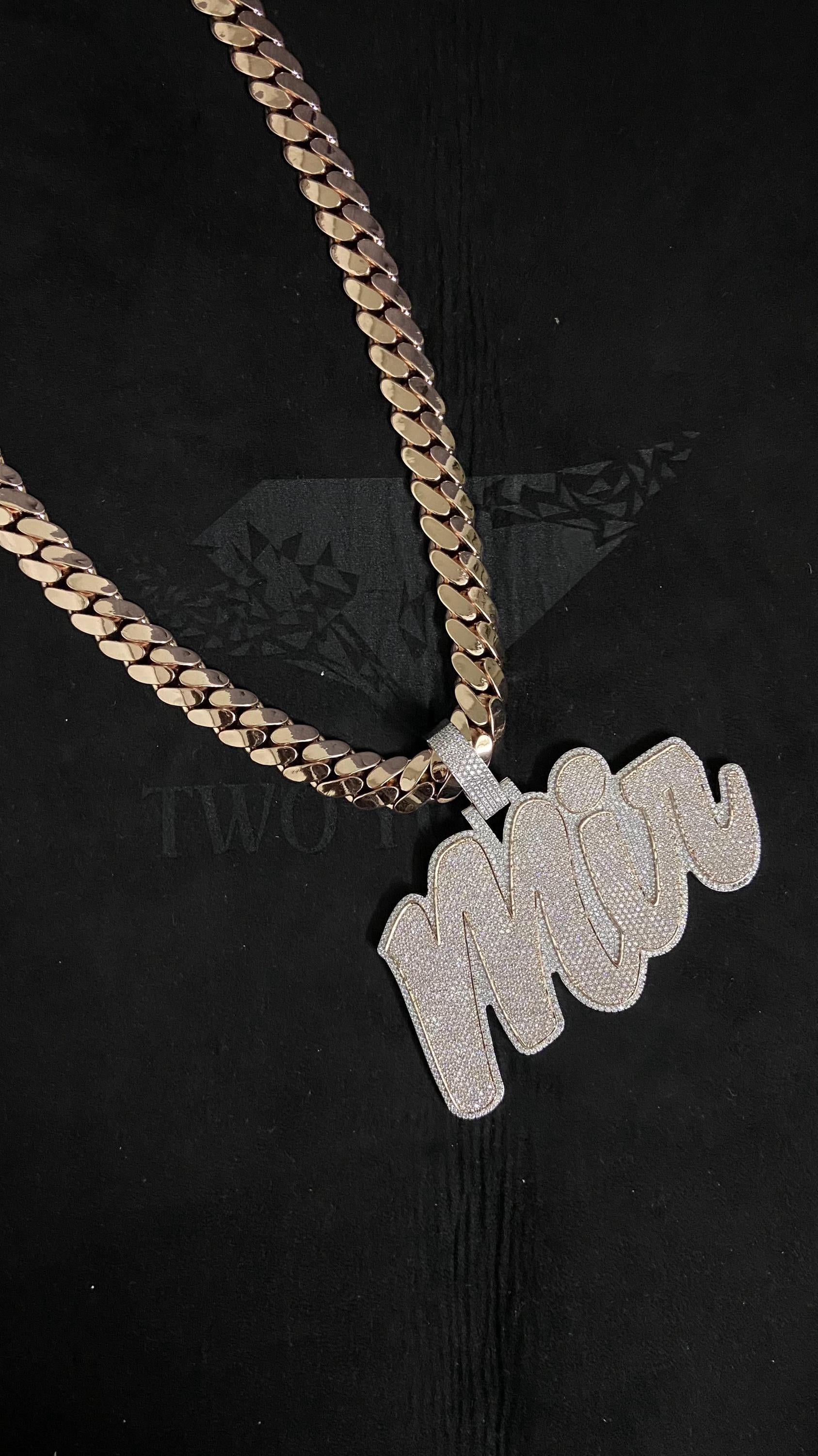 15mm Miami Cuban Link Chain | VVS Moissanite Iced Lock Box | Custom Name Necklace | 925 Sterling Silver | Yellow/Rose/White