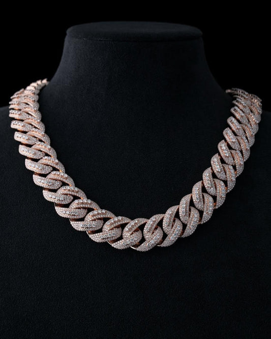 20mm Luxury Cuban Link Chain Necklace with Moissanite Diamonds – 925 Sterling Silver, Passes diamond test