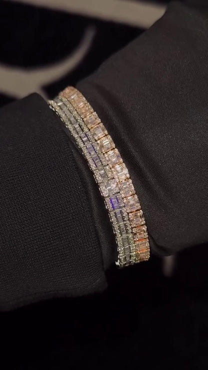 VVS-VS Lab Grown Diamond Bracelet in Solid 10K Gold - Baguette & Round Cut CVD Diamonds - White, Rose, Yellow, Two-Tone Options