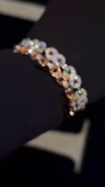 VVS-VS Lab Grown Diamond Infinity Bracelet in Solid 10K Gold - Baguette & Round Cut CVD Diamonds - White, Rose, Yellow, Two-Tone Options