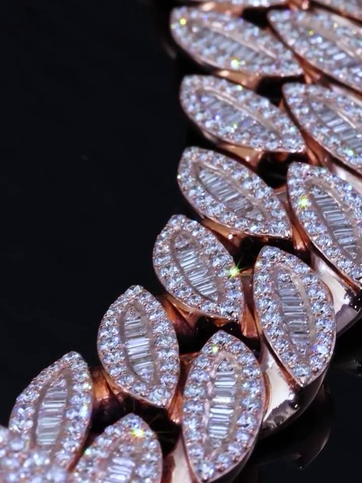18mm Moissanite Cuban Link Chain – Iced Out Necklace with Baguette & Round Cut VVS Moissanite, Passes Diamond Tester