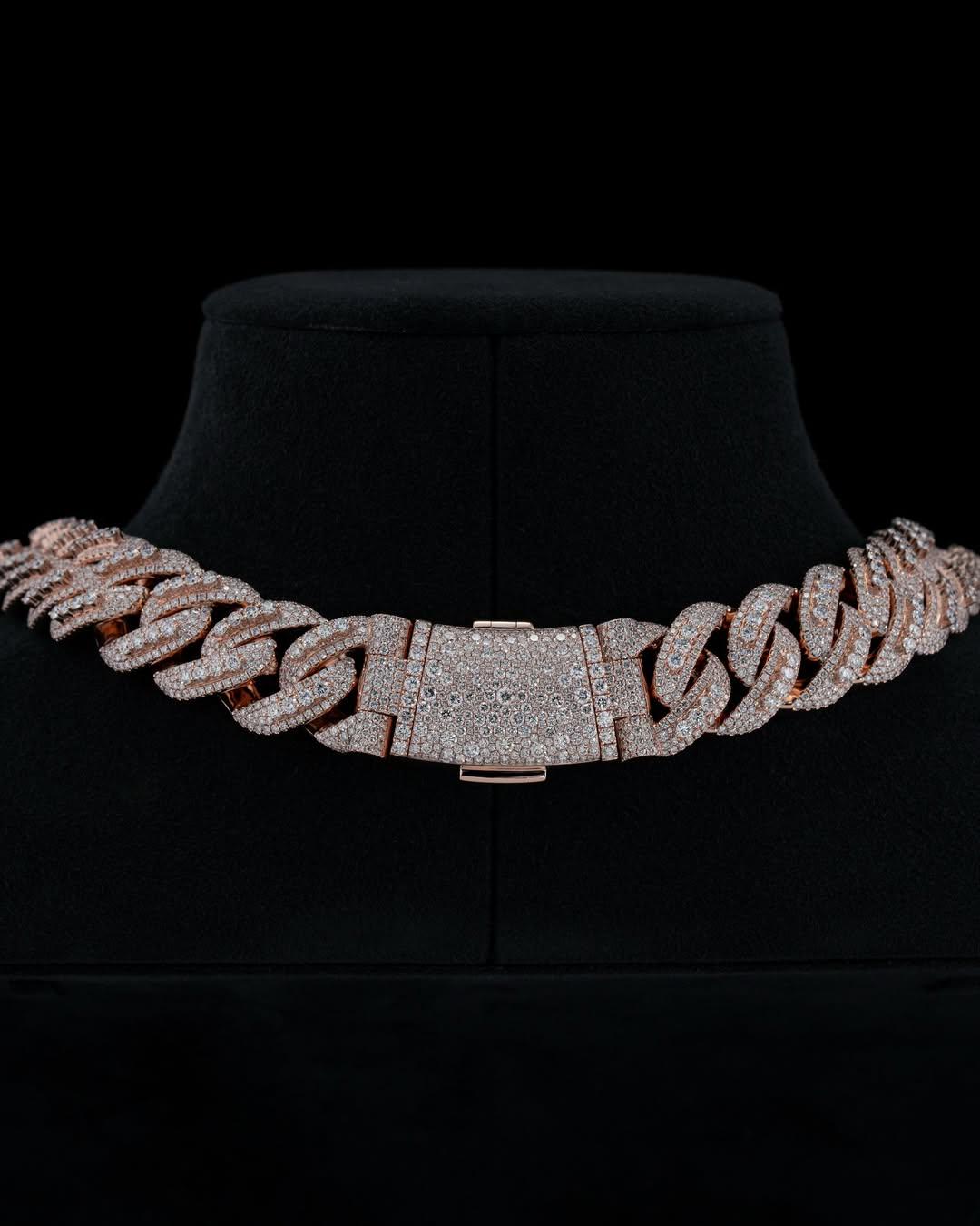 20mm Luxury Cuban Link Chain Necklace with Moissanite Diamonds – 925 Sterling Silver, Passes diamond test
