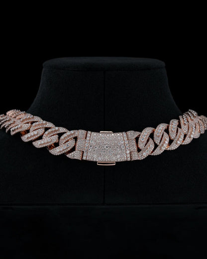 20mm Luxury Cuban Link Chain Necklace with Moissanite Diamonds – 925 Sterling Silver, Passes diamond test