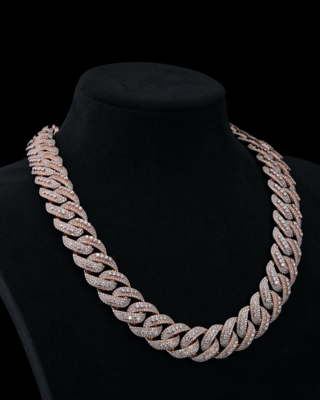 20mm Luxury Cuban Link Chain Necklace with Moissanite Diamonds – 925 Sterling Silver, Passes diamond test