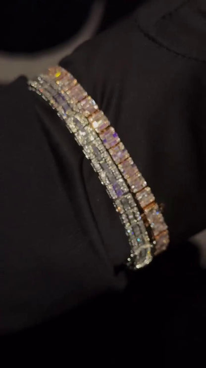 VVS-VS Lab Grown Diamond Bracelet in Solid 10K Gold - Baguette & Round Cut CVD Diamonds - White, Rose, Yellow, Two-Tone Options