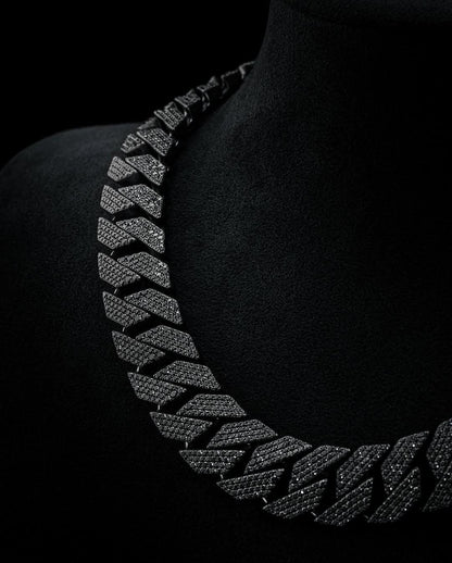 16mm Black Moissanite Cuban Link Chain in 925 Sterling Silver – Luxury Iced Out Necklace for Men, Passes Diamond Tester