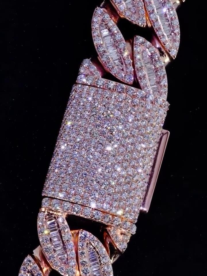 18mm Moissanite Cuban Link Chain – Iced Out Necklace with Baguette & Round Cut VVS Moissanite, Passes Diamond Tester