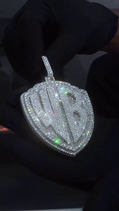 55CT VVS Moissanite Iced Out Custom Pendant – 4" Hip Hop Necklace – Personalized Two-Letter Bling – Baguette & Mosaic Details – Rapper Gift