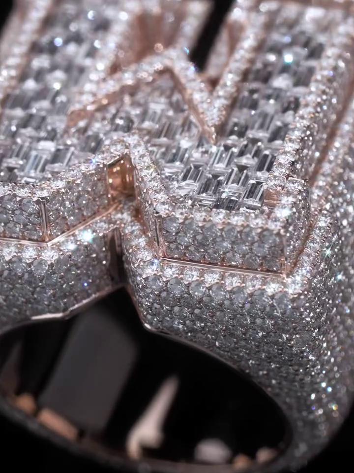 Custom Letter Iced Out Ring, Personalized Initial Championship Ring, VVS Moissanite/CZ, Hip Hop Bling Jewelry, Luxury Statement Gift for Men