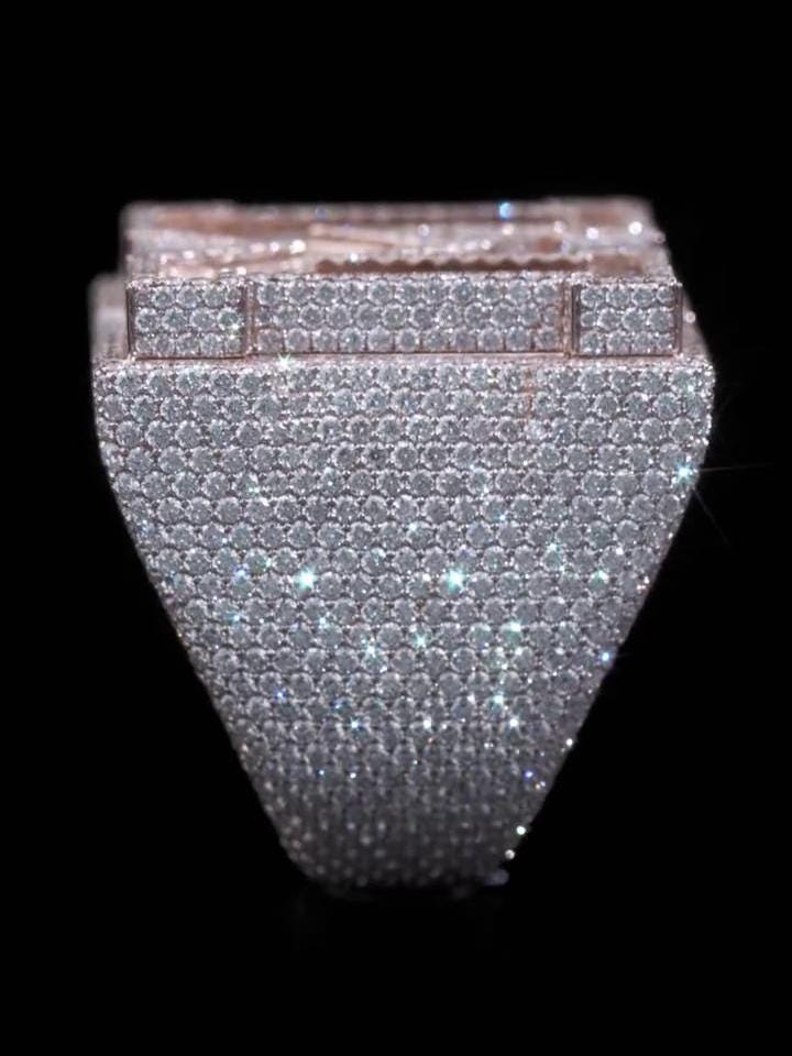 Custom Letter Iced Out Ring, Personalized Initial Championship Ring, VVS Moissanite/CZ, Hip Hop Bling Jewelry, Luxury Statement Gift for Men