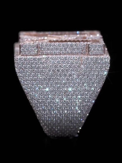 Custom Letter Iced Out Ring, Personalized Initial Championship Ring, VVS Moissanite/CZ, Hip Hop Bling Jewelry, Luxury Statement Gift for Men