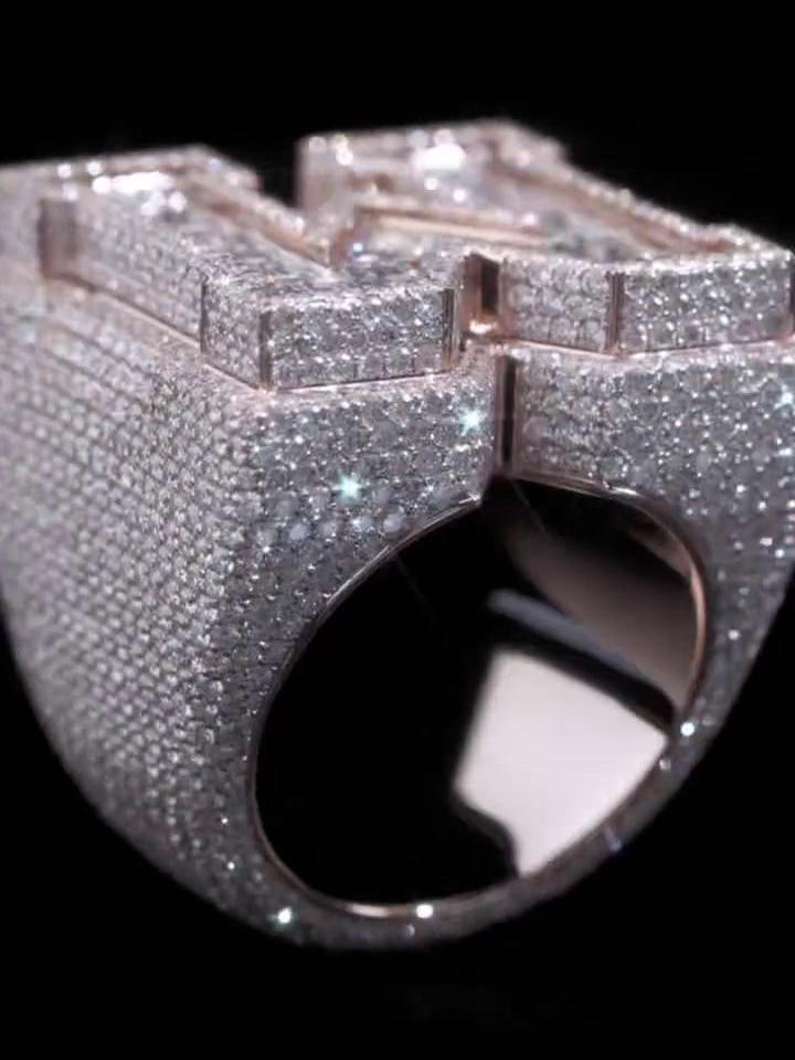 Custom Letter Iced Out Ring, Personalized Initial Championship Ring, VVS Moissanite/CZ, Hip Hop Bling Jewelry, Luxury Statement Gift for Men