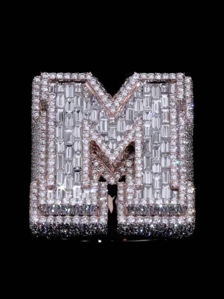 Custom Letter Iced Out Ring, Personalized Initial Championship Ring, VVS Moissanite/CZ, Hip Hop Bling Jewelry, Luxury Statement Gift for Men