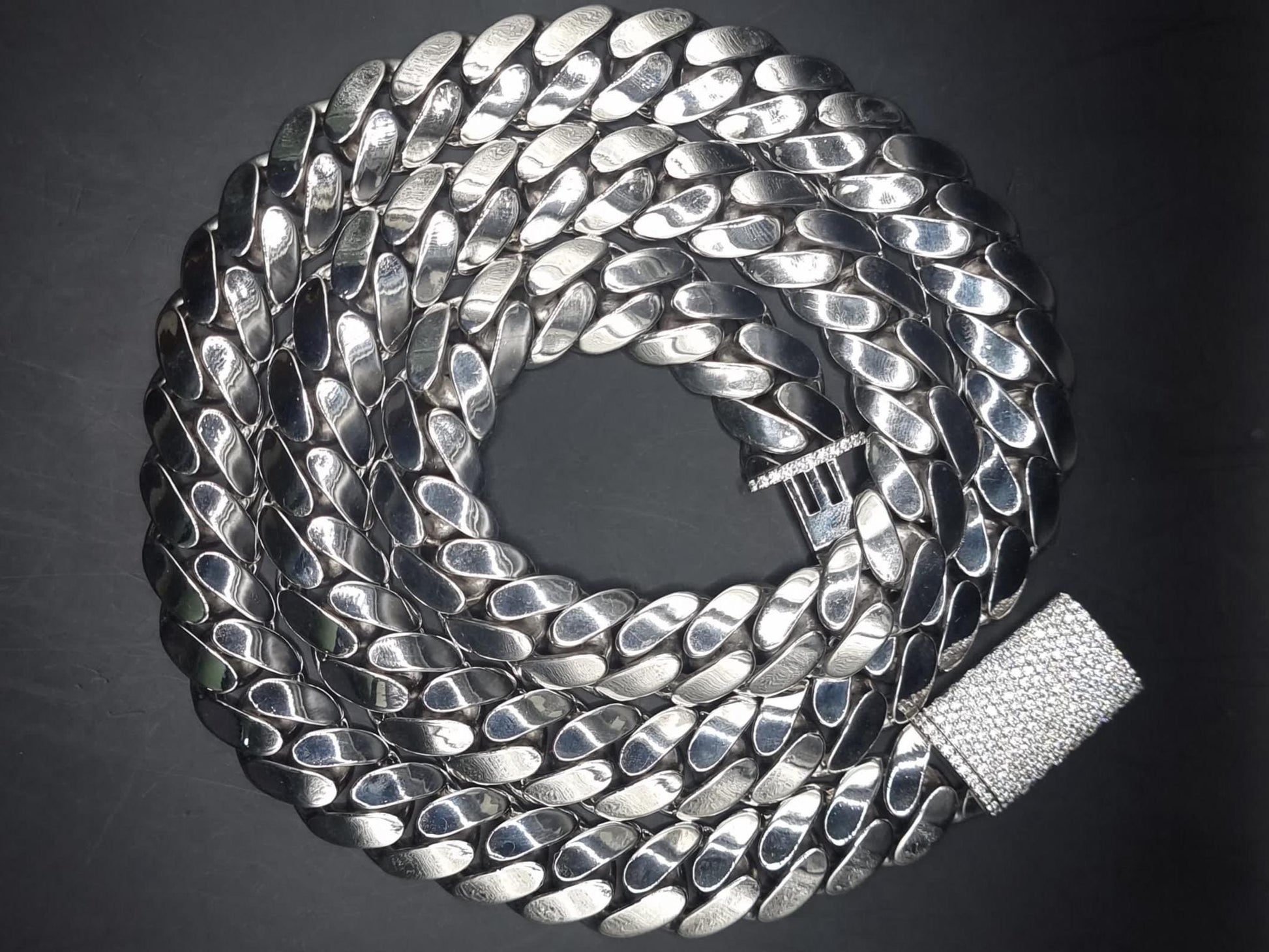 18mm Miami Cuban Link Chain, Iced Lock Box, Men/Women Chain, Cuban Necklace, Available in 925 Sterling Silver/10k Solid Gold