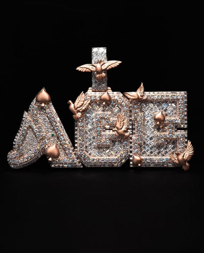 Custom Iced-Out “ACE” Pendant, VVS Moissanite, 925 Sterling Silver Hip-Hop Necklace, Personalized Name Pendant, Mens Luxury Bling Jewelry