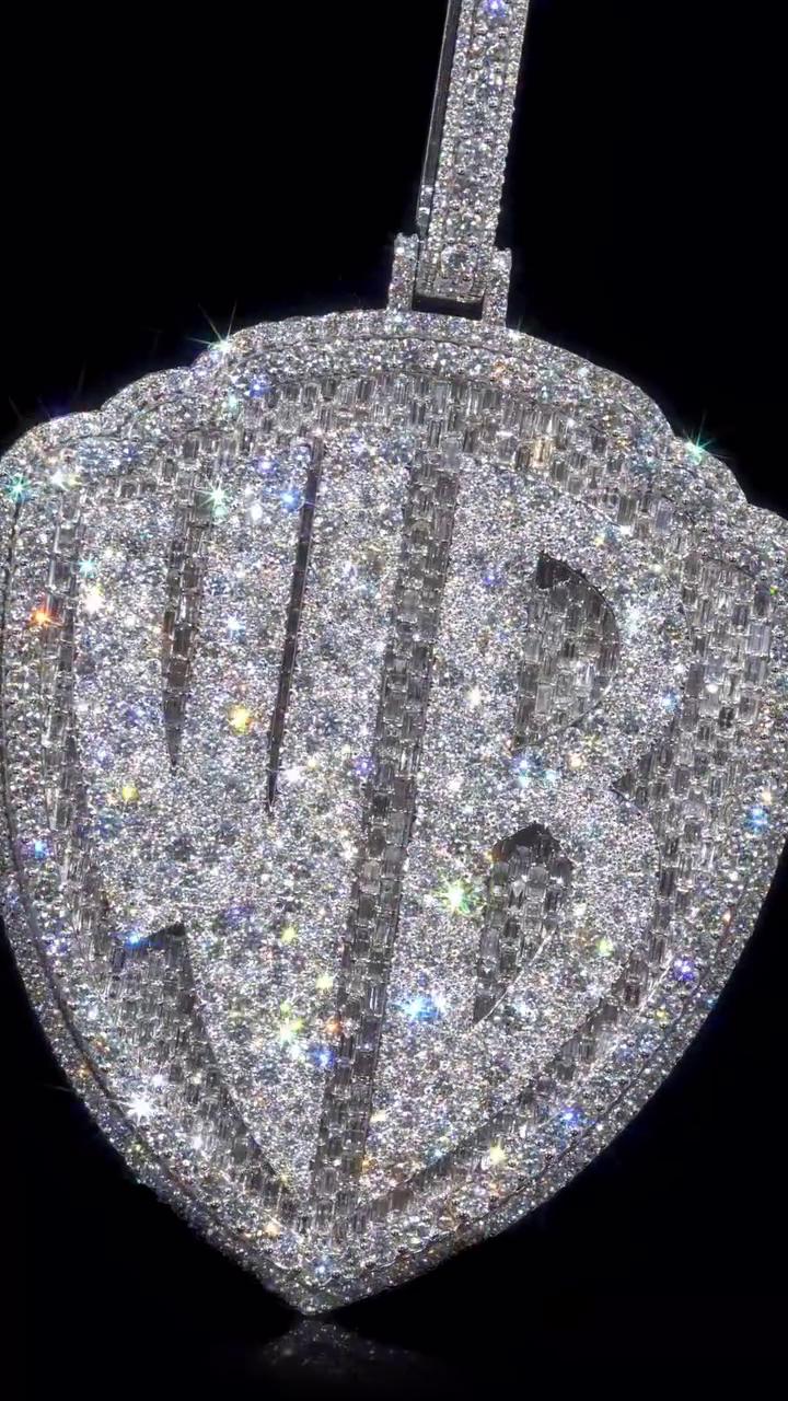 55CT VVS Moissanite Iced Out Custom Pendant – 4" Hip Hop Necklace – Personalized Two-Letter Bling – Baguette & Mosaic Details – Rapper Gift