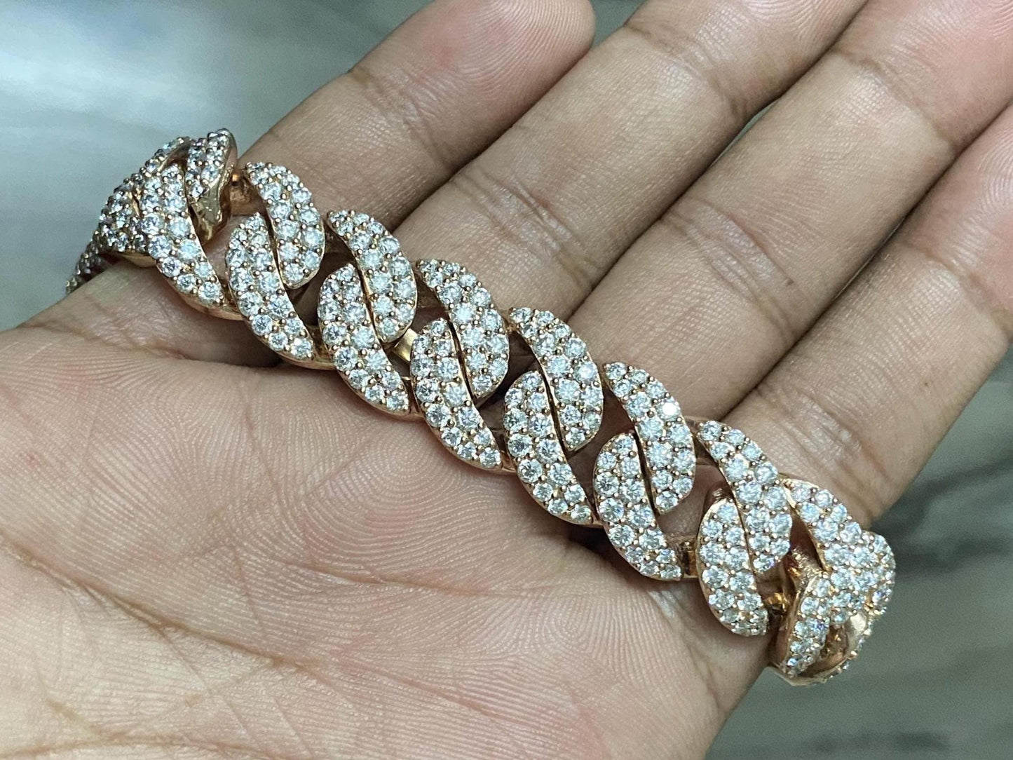 Iced Out 16mm Miami Cuban Chain, VVS1 Quality Round-Cut Moissanite Diamonds, Passes Diamond Tester, Rhodium-Plated 925 Sterling Silver