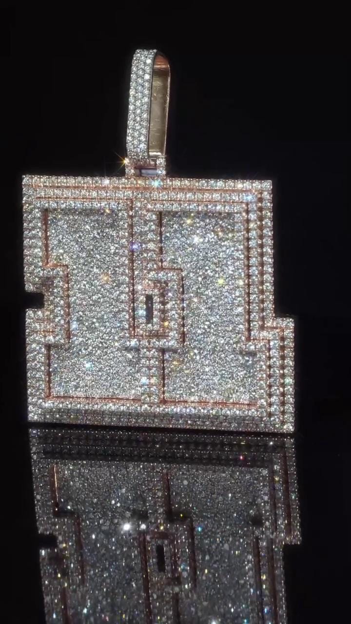 Mosaic Set VVS1 Moissanite Number 11 Pendant, Iced Out Layered Chunky Pendant, Custom Number or Letter, 925 Sterling Silver Necklace