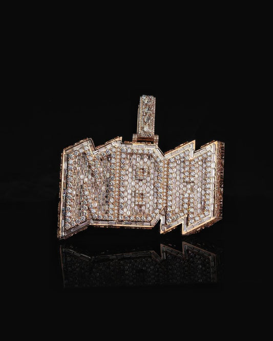 Custom Iced Out Pendant | 925 Silver VVS Moissanite Bling Necklace | Rose Gold Rhodium Plated Hip Hop Jewelry | Personalized Name Charm