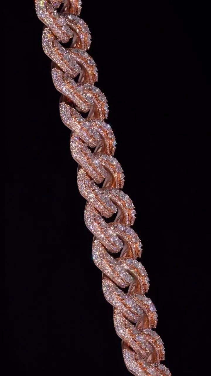 25mm Designer Miami Cuban Link Chain, Multi-Shaped VS1 Diamonds, Custom Lock, Iced Out Custom Hip Hop Necklace