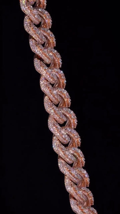 25mm Designer Miami Cuban Link Chain, Multi-Shaped VS1 Diamonds, Custom Lock, Iced Out Custom Hip Hop Necklace