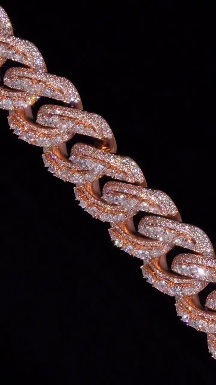 25mm Designer Miami Cuban Link Chain, Multi-Shaped VS1 Diamonds, Custom Lock, Iced Out Custom Hip Hop Necklace