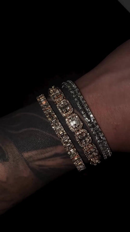 VVS Moissanite Diamond Bracelet – Baguette Cut, VVS1 Quality, 925 Sterling Silver, Passes Diamond Tester, Fancy Heavy Men's/Women's Jewelry