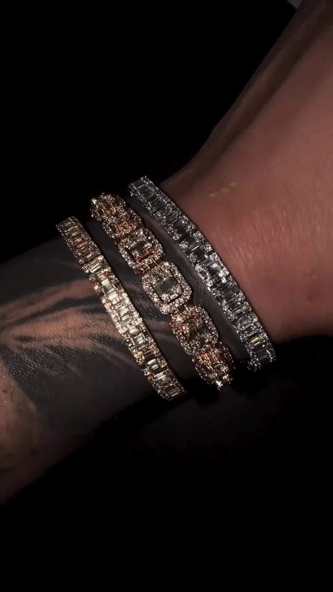 VVS Moissanite Diamond Bracelet – Baguette Cut, VVS1 Quality, 925 Sterling Silver, Passes Diamond Tester, Fancy Heavy Men's/Women's Jewelry