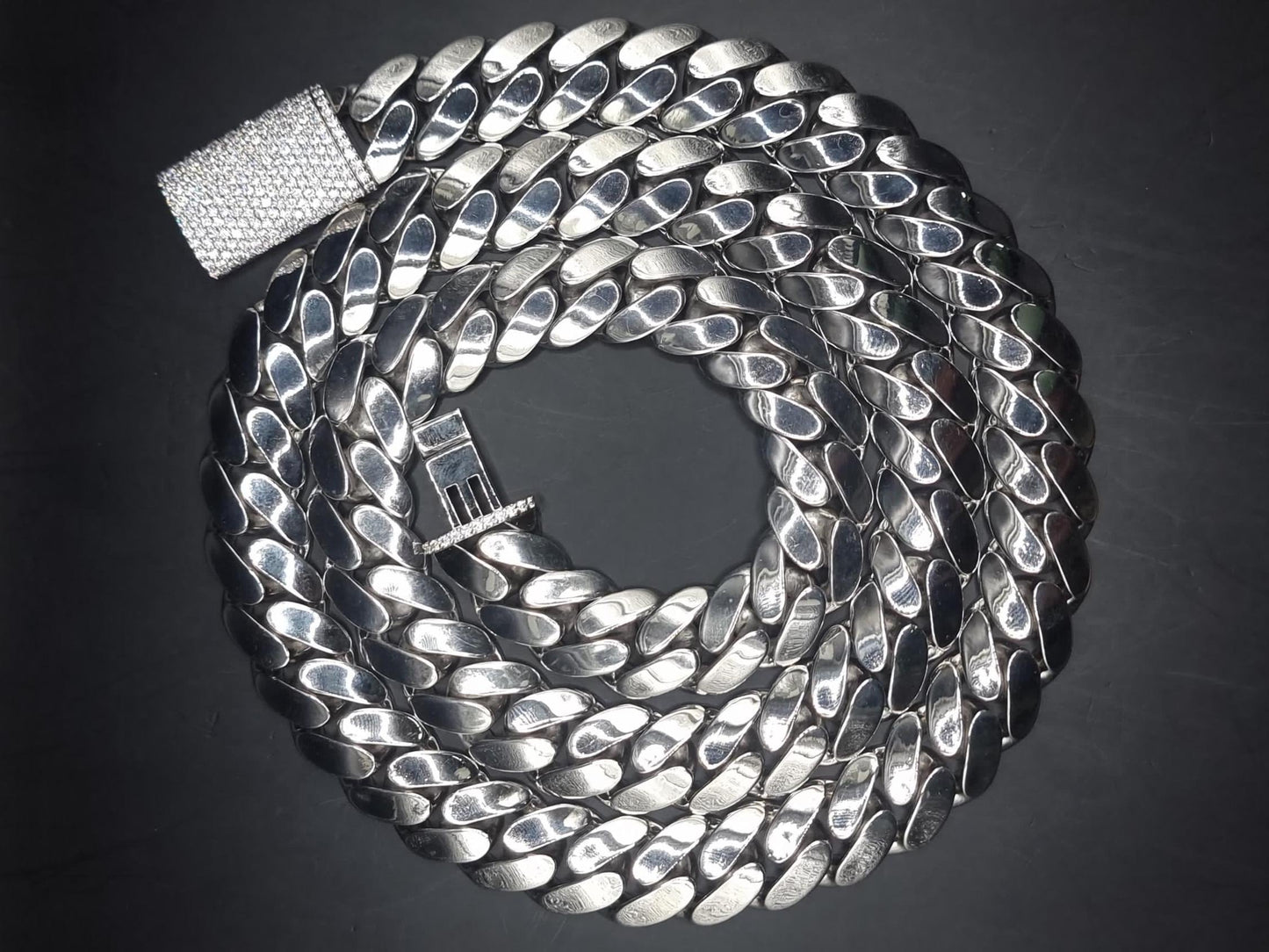 18mm Miami Cuban Link Chain, Iced Lock Box, Men/Women Chain, Cuban Necklace, Available in 925 Sterling Silver/10k Solid Gold