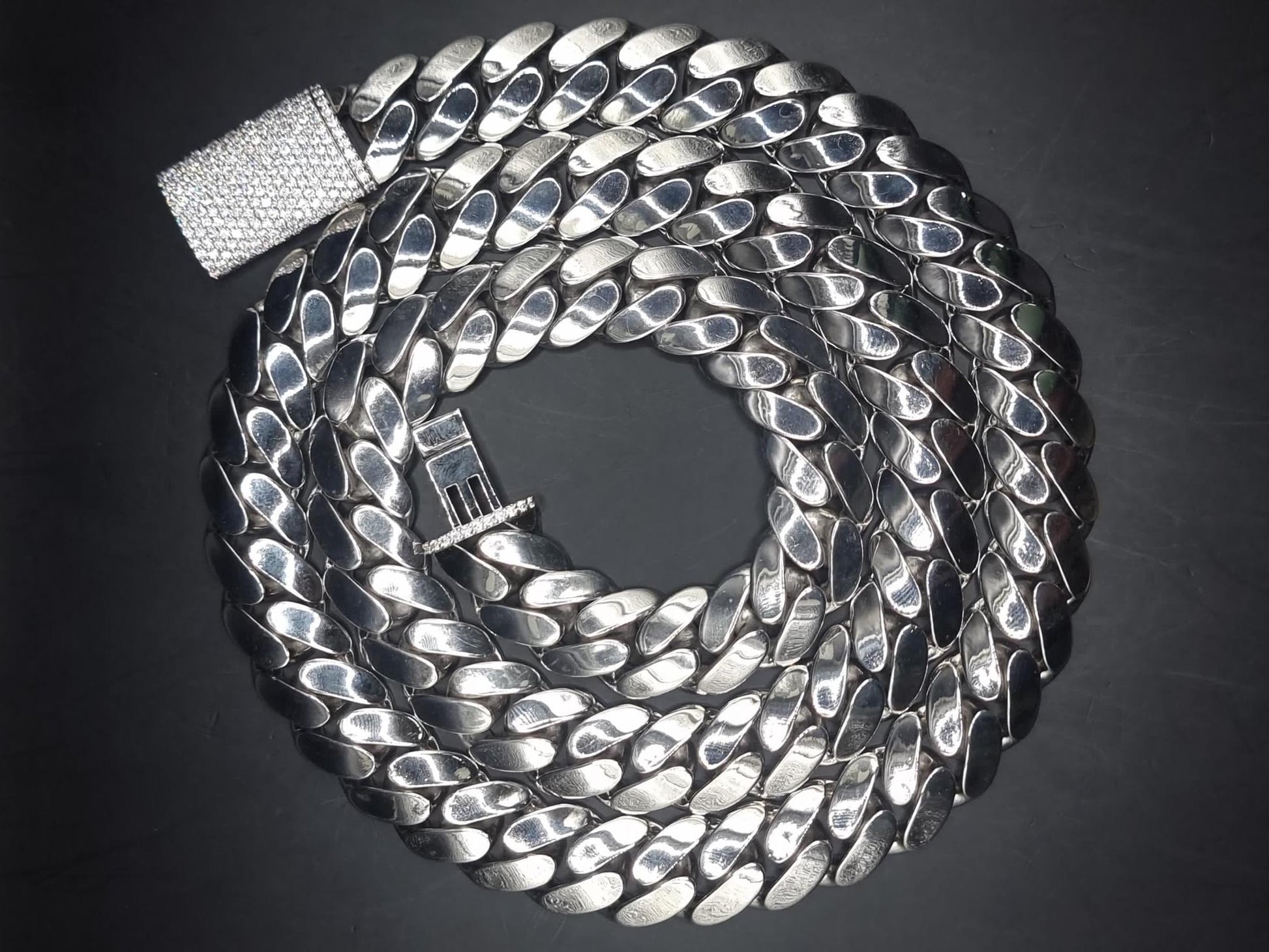 18mm Miami Cuban Link Chain, Iced Lock Box, Men/Women Chain, Cuban Necklace, Available in 925 Sterling Silver/10k Solid Gold