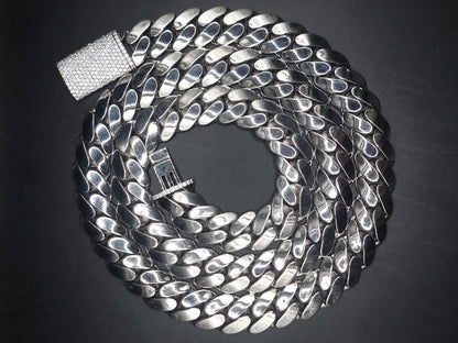 18mm Miami Cuban Link Chain, Iced Lock Box, Men/Women Chain, Cuban Necklace, Available in 925 Sterling Silver/10k Solid Gold
