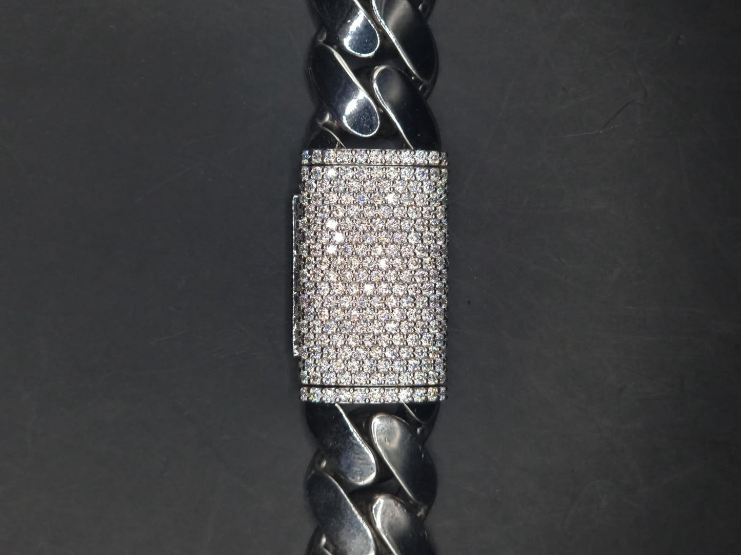 18mm Miami Cuban Link Chain, Iced Lock Box, Men/Women Chain, Cuban Necklace, Available in 925 Sterling Silver/10k Solid Gold