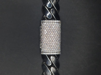 18mm Miami Cuban Link Chain, Iced Lock Box, Men/Women Chain, Cuban Necklace, Available in 925 Sterling Silver/10k Solid Gold