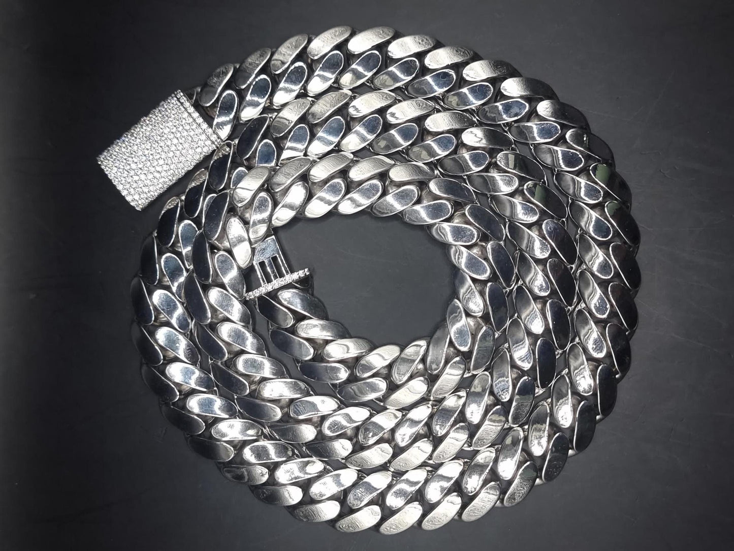 18mm Miami Cuban Link Chain, Iced Lock Box, Men/Women Chain, Cuban Necklace, Available in 925 Sterling Silver/10k Solid Gold